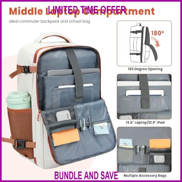 Travel Laptop Backpack with USB Port, 28L Capacity, Airline Approved - Picture 7 of 8